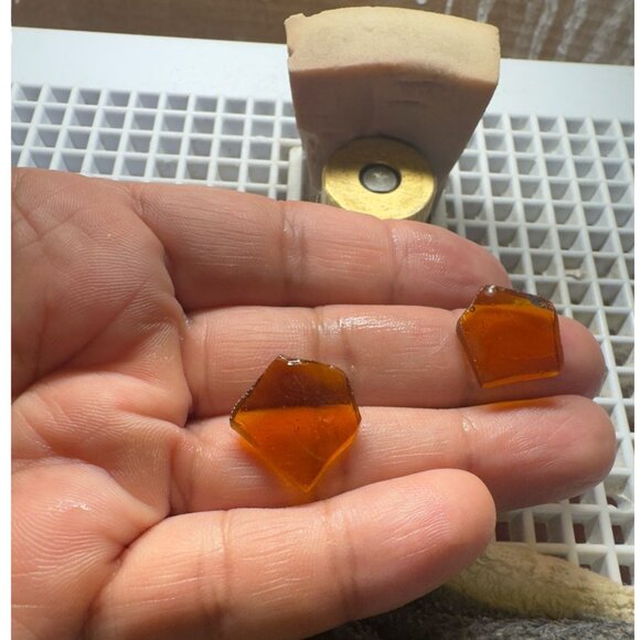 Amber & Clear Stained Glass Dangle Artisan Earrings W/ Silver Solder & 925 Hooks - Picture 6 of 15